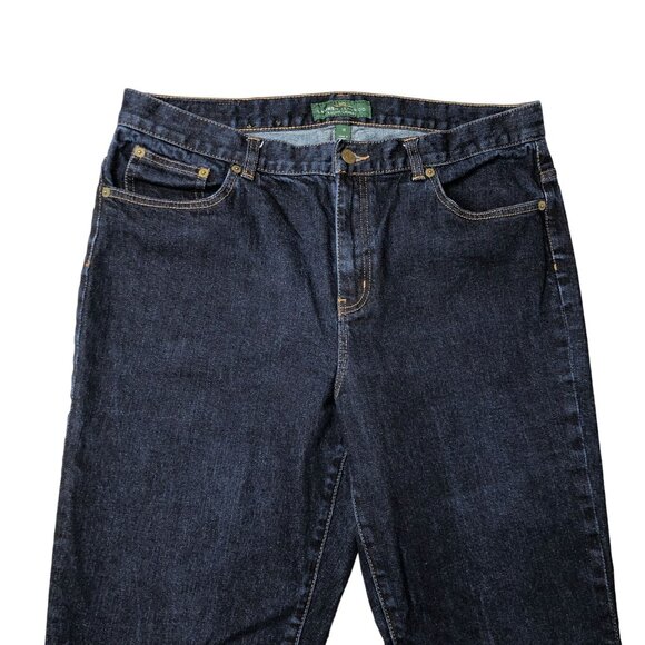 Lauren Ralph Lauren Jeans Bootcut Womens 14 Stretch Dark Wash Embroidery Pockets - Picture 7 of 13